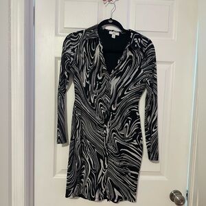 Bar III elastic zebra shirt dress